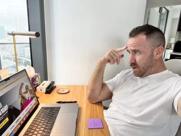 Mike Sill, CEO of Sunday Scares, has anxiety at work before a big meeting