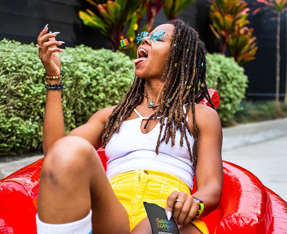 Woman eating CBD candy